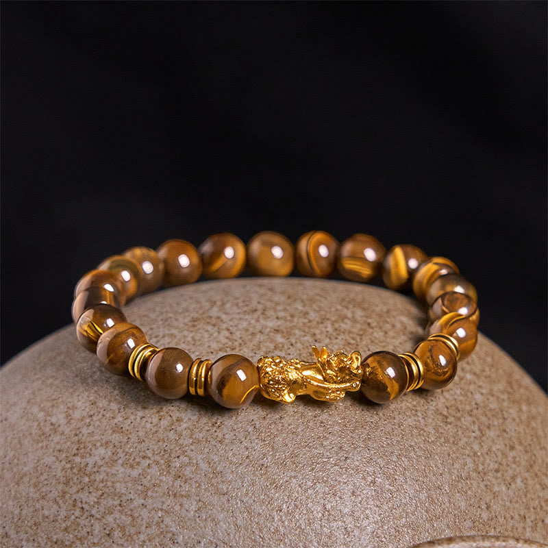 Buddha Stones各種カラータイガーアイビーズスペーサービーズPiXiu富勇気ブレスレット - image 17