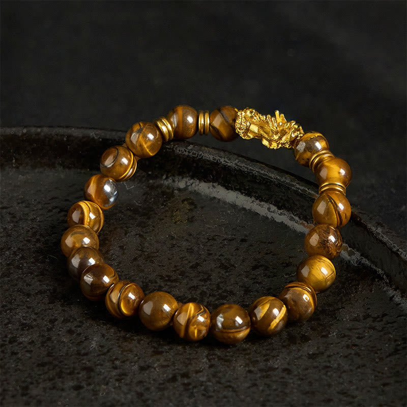 Buddha Stones各種カラータイガーアイビーズスペーサービーズPiXiu富勇気ブレスレット - image 17