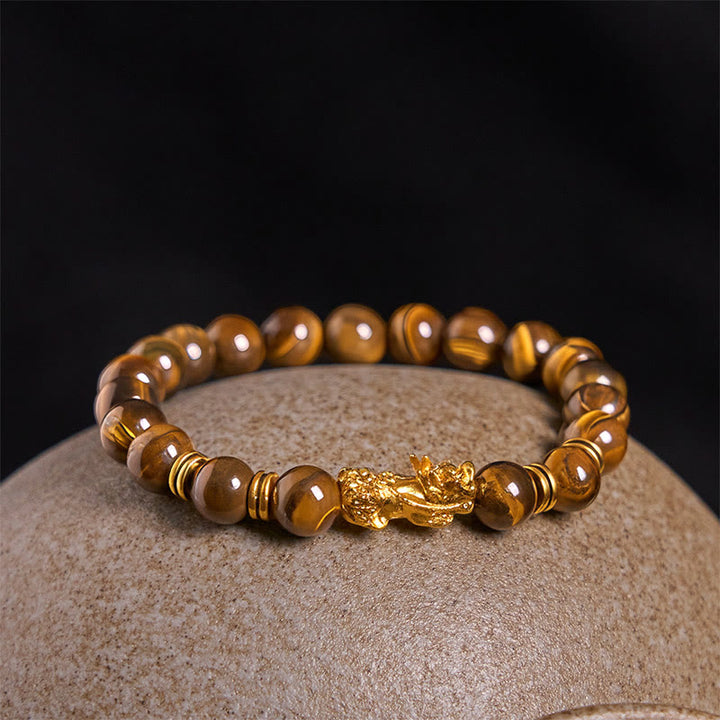 Buddha Stones各種カラータイガーアイビーズスペーサービーズPiXiu富勇気ブレスレット - image 18