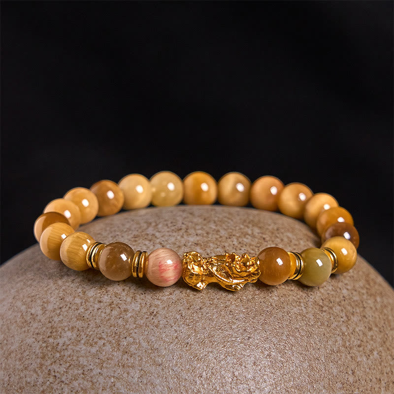 Buddha Stones各種カラータイガーアイビーズスペーサービーズPiXiu富勇気ブレスレット - image 9
