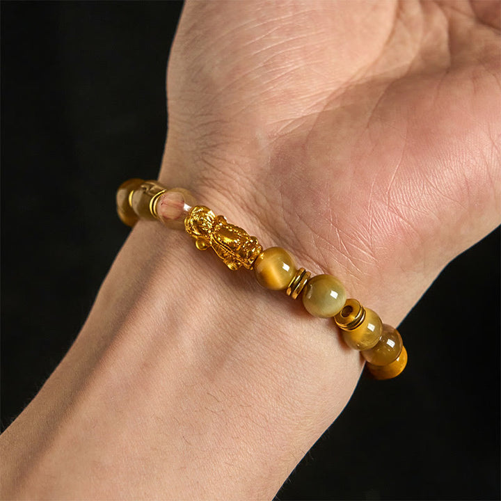 Buddha Stones各種カラータイガーアイビーズスペーサービーズPiXiu富勇気ブレスレット - image 10