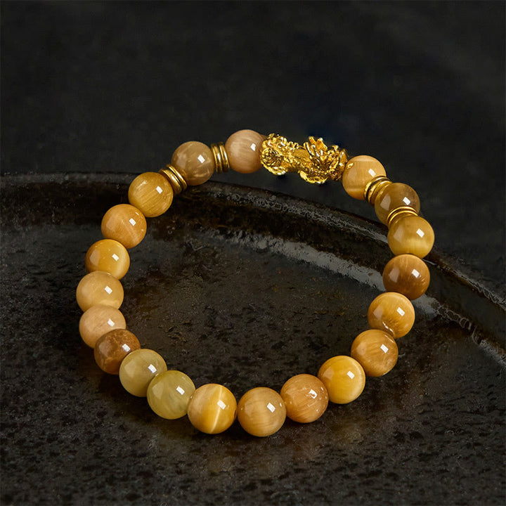 Buddha Stones各種カラータイガーアイビーズスペーサービーズPiXiu富勇気ブレスレット - image 8