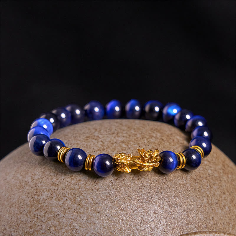 Buddha Stones各種カラータイガーアイビーズスペーサービーズPiXiu富勇気ブレスレット - image 2
