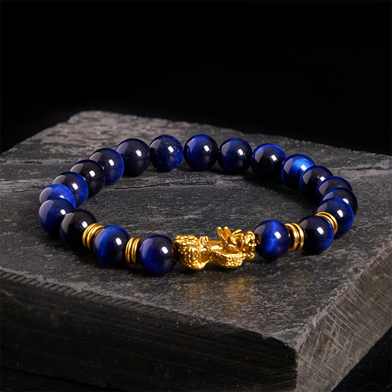Buddha Stones各種カラータイガーアイビーズスペーサービーズPiXiu富勇気ブレスレット - image 0