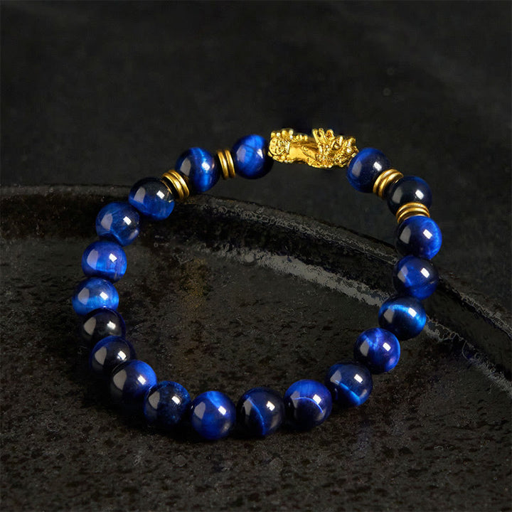 Buddha Stones各種カラータイガーアイビーズスペーサービーズPiXiu富勇気ブレスレット - image 1