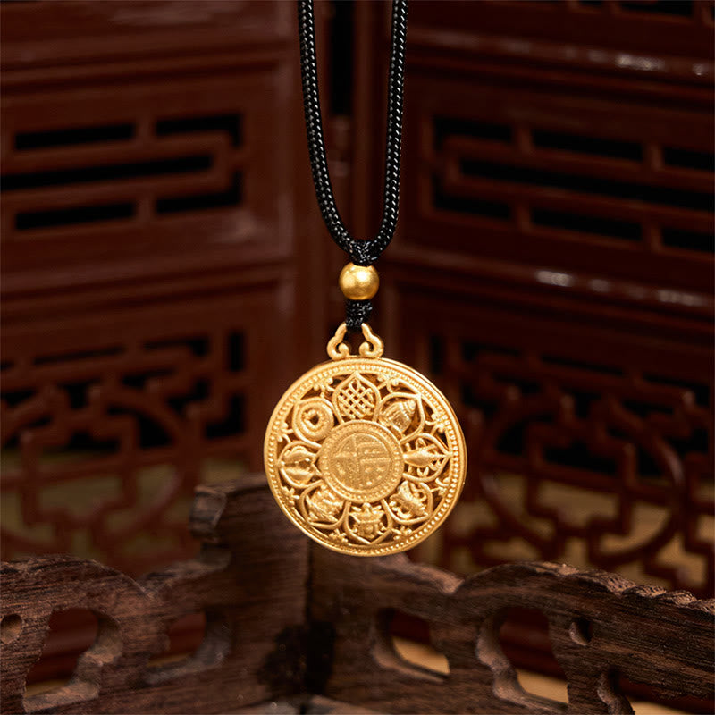 Buddha Stones銅八宝羅針盤福字幸運繁栄ロープネックレスペンダント - image 5