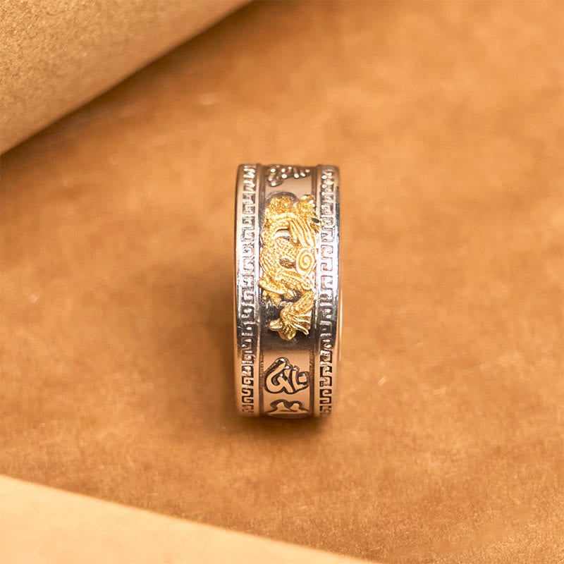Buddha Stones龍模様般若心経銅製力強いリング - image 2