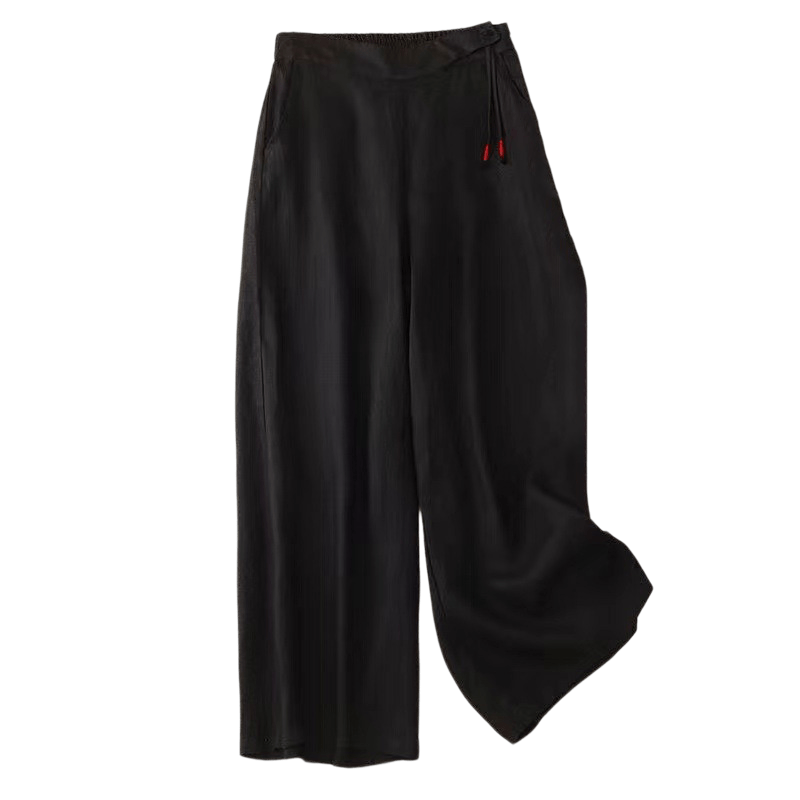 Buddha Stonesカジュアル 無地 ボタン1つ レディース カプリ丈 ワイドレッグパンツ ポケット付き - image 7