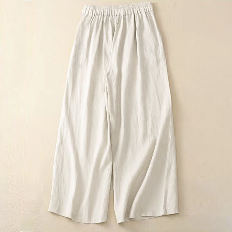 Buddha Stonesカジュアル 無地 ワンボタン レディース カプリ ワイドレッグ パンツ ポケット付き - image 14