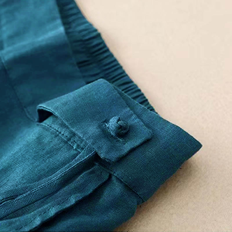 Buddha Stonesカジュアル 無地 ワンボタン レディース カプリ ワイドレッグ パンツ ポケット付き - image 27