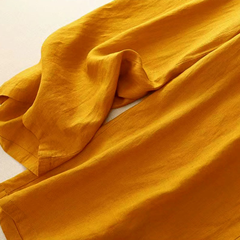 Buddha Stonesカジュアル 無地 ワンボタン レディース カプリ ワイドレッグ パンツ ポケット付き - image 5