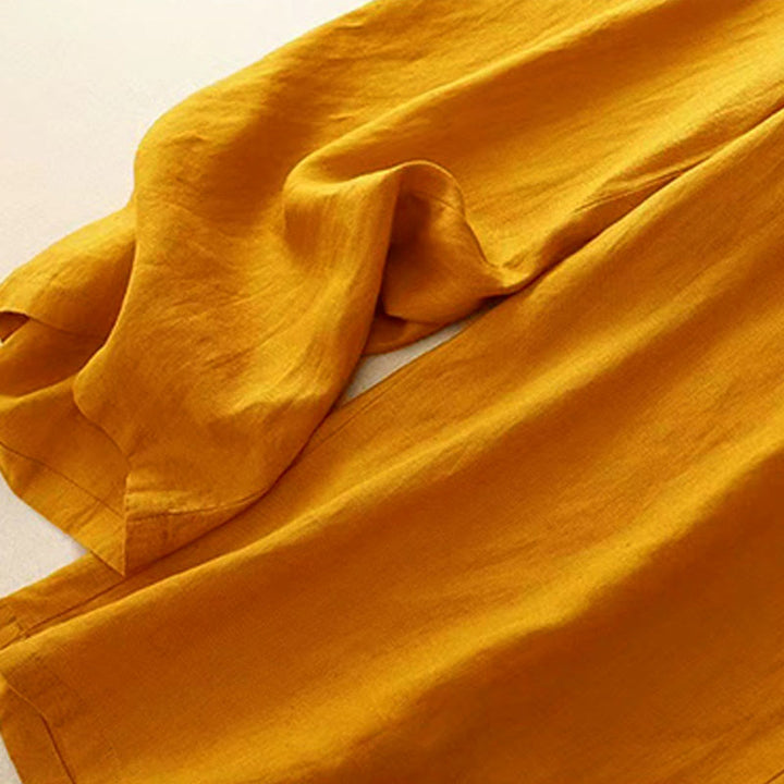 Buddha Stonesカジュアル 無地 ワンボタン レディース カプリ ワイドレッグ パンツ ポケット付き - image 5