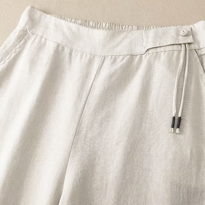 Buddha Stonesカジュアル 無地 ワンボタン レディース カプリ ワイドレッグ パンツ ポケット付き - image 15