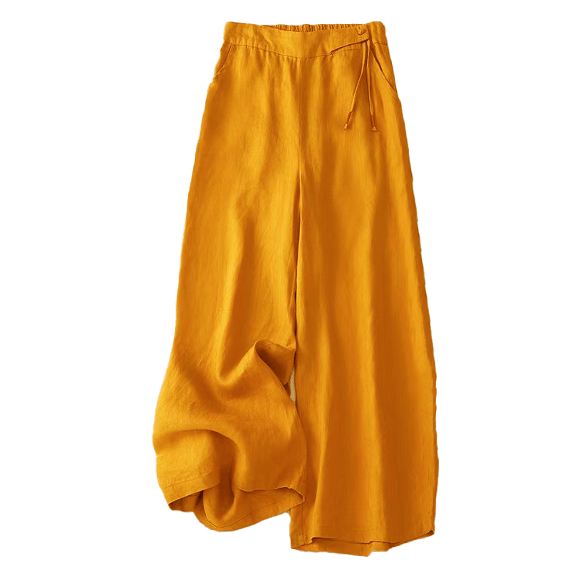 Buddha Stonesカジュアル 無地 ボタン1つ レディース カプリ丈 ワイドレッグパンツ ポケット付き - image 2