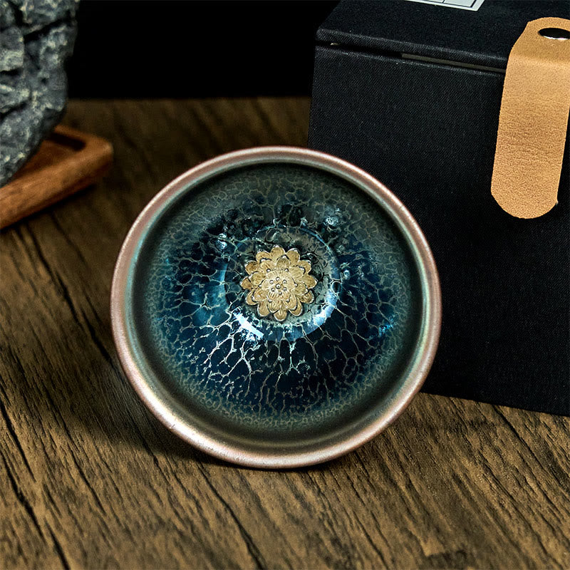 Buddha Stones手作り中国剣占蓮青陶器ティーカップカンフーティーカップ150ml - image 2