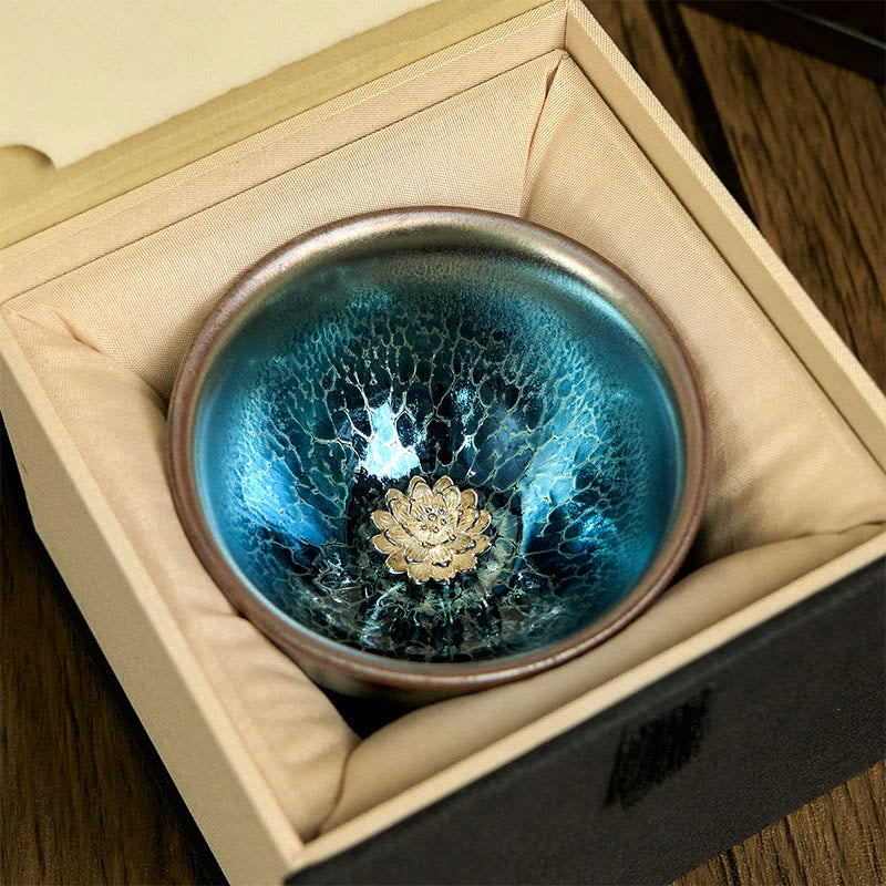 Buddha Stones手作り中国剣占蓮青陶器ティーカップカンフーティーカップ150ml - image 3