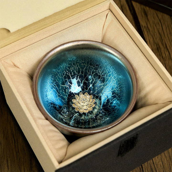 Buddha Stones手作り中国剣占蓮青陶器ティーカップカンフーティーカップ150ml - image 3