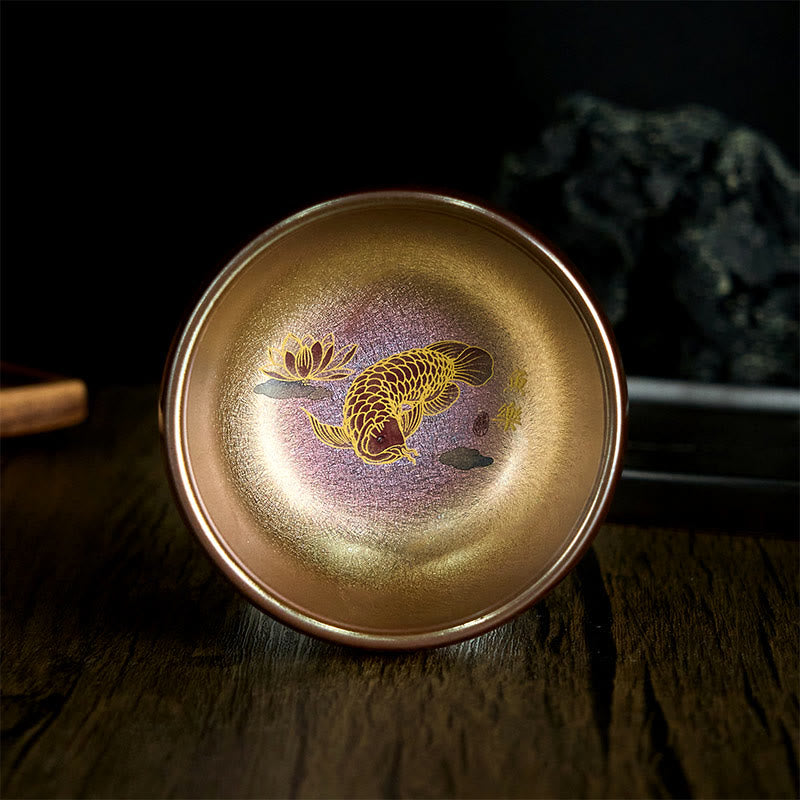 Buddha Stones手作り 中国製 建禅 鯉 蓮の葉 陶器 ティーカップ カンフー ティーカップ 150ml - 鯉8.8cm×5.5cm×150ml - ギフトボックスなし - image 1