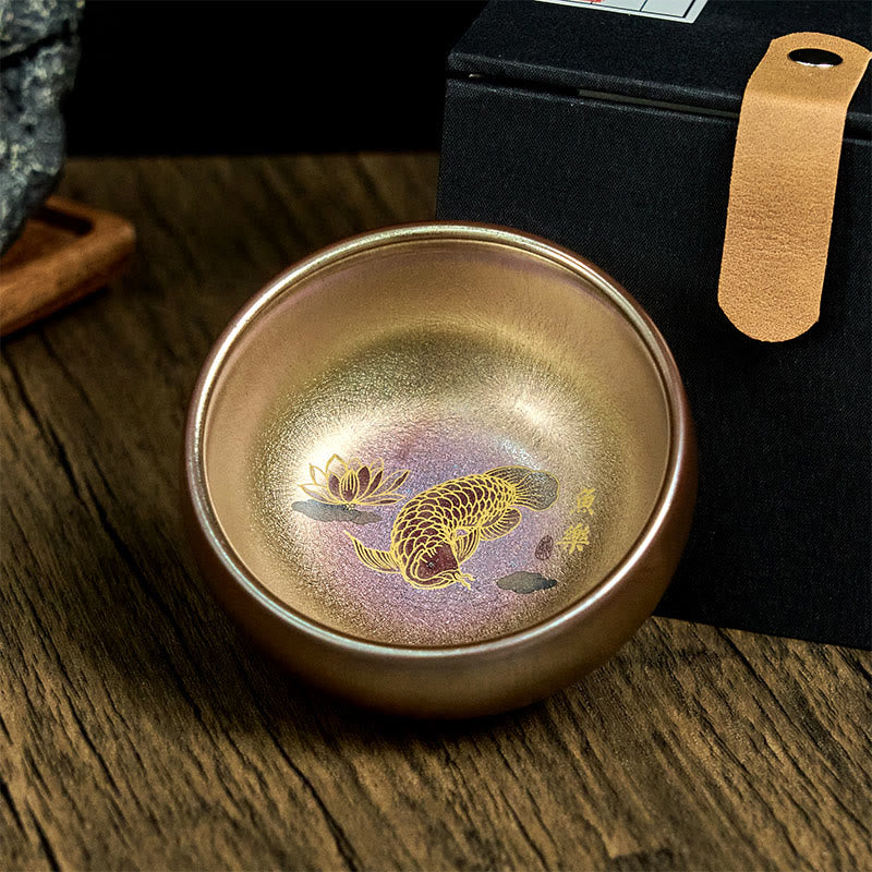 Buddha Stones手作り 中国製 建禅 鯉 蓮の葉 陶器 ティーカップ カンフー ティーカップ 150ml - image 2