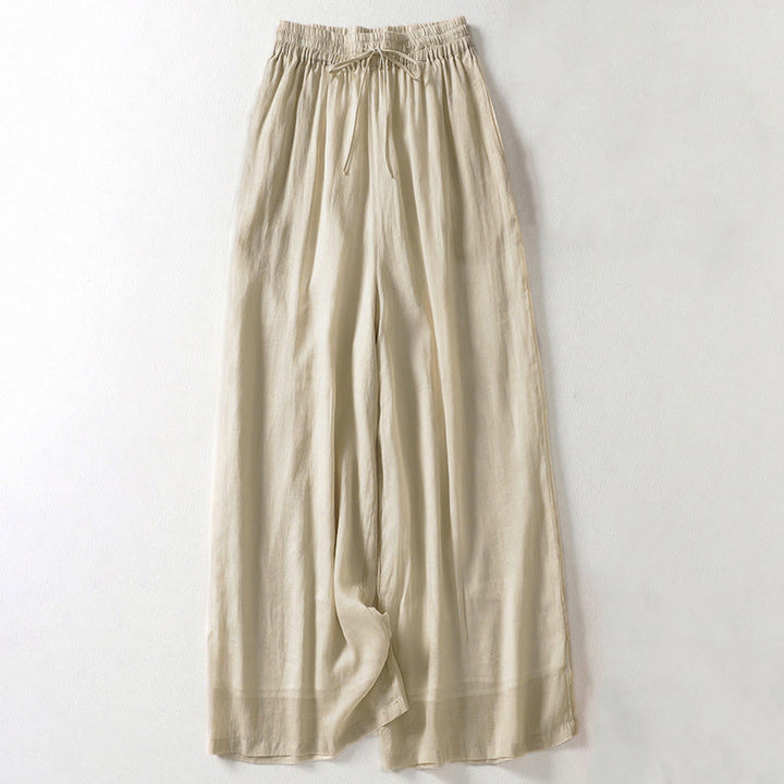 Buddha Stones無地 レースアップ レディース ワイドレッグパンツ - カーキ - US8-10，UK/AU12-14，EU40-42 (2XL) - image 1