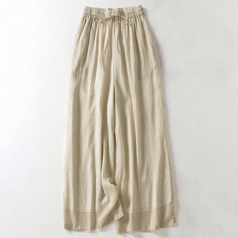Buddha Stones無地 レースアップ レディース ワイドレッグパンツ - カーキ - US8-10，UK/AU12-14，EU40-42 (2XL) - image 0