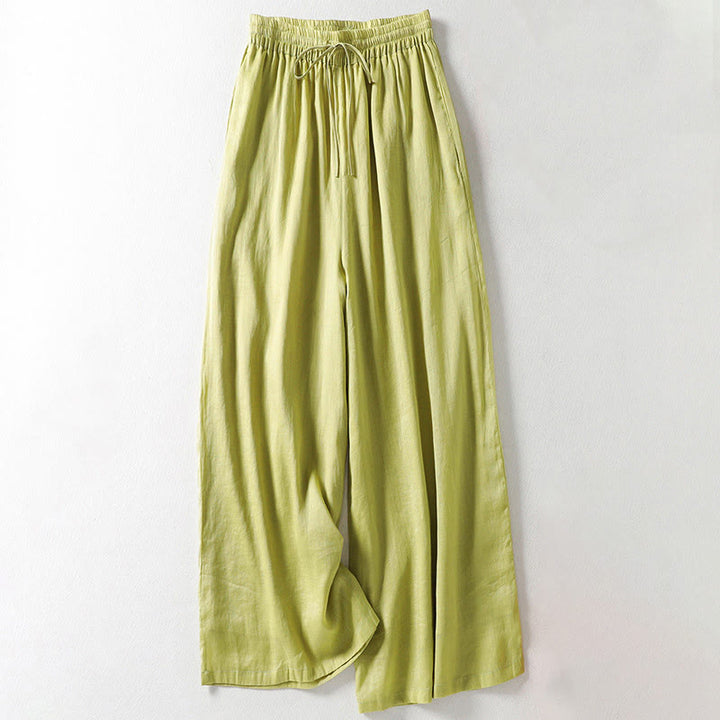 Buddha Stones無地 レースアップ レディース ワイドレッグパンツ - 緑黄色 - US8-10，UK/AU12-14，EU40-42 (2XL) - image 10