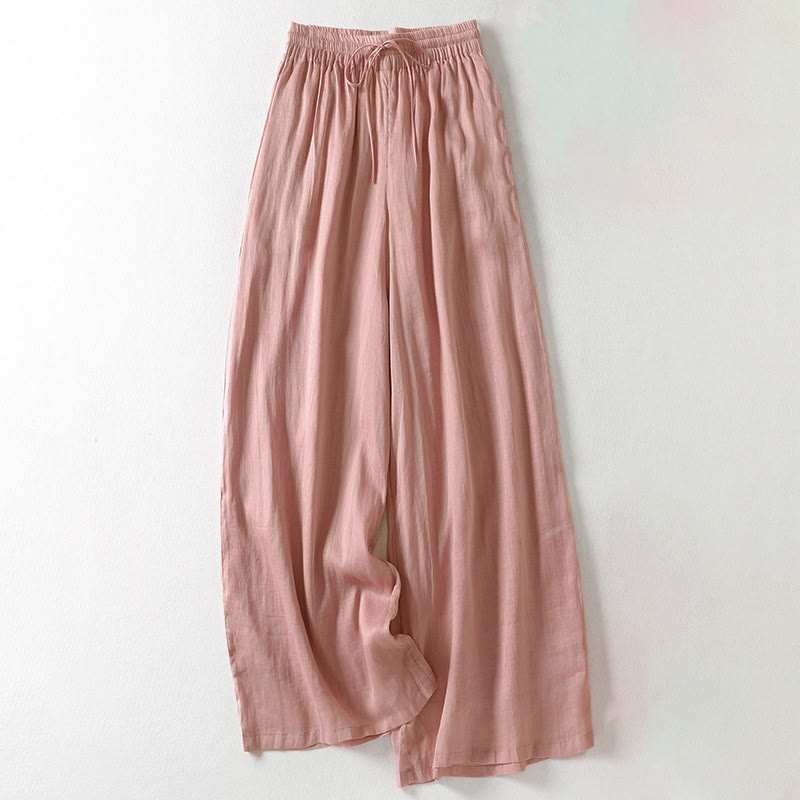 Buddha Stones無地 レースアップ レディース ワイドレッグパンツ - ピンク - US8-10，UK/AU12-14，EU40-42 (2XL) - image 22
