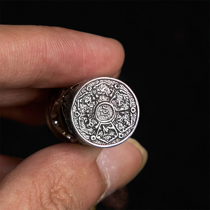 Buddha Stonesオーム・マニ・パドメ・フム・ガウ 祈祷箱 銅メッキ シルバー 幸運キーチェーン - image 5