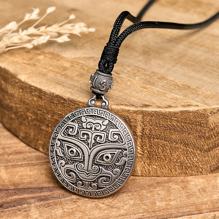 Buddha Stones饕餮オーム・マニ・パドメ・フム銅メッキ シルバー 富のネックレスペンダント - image 5