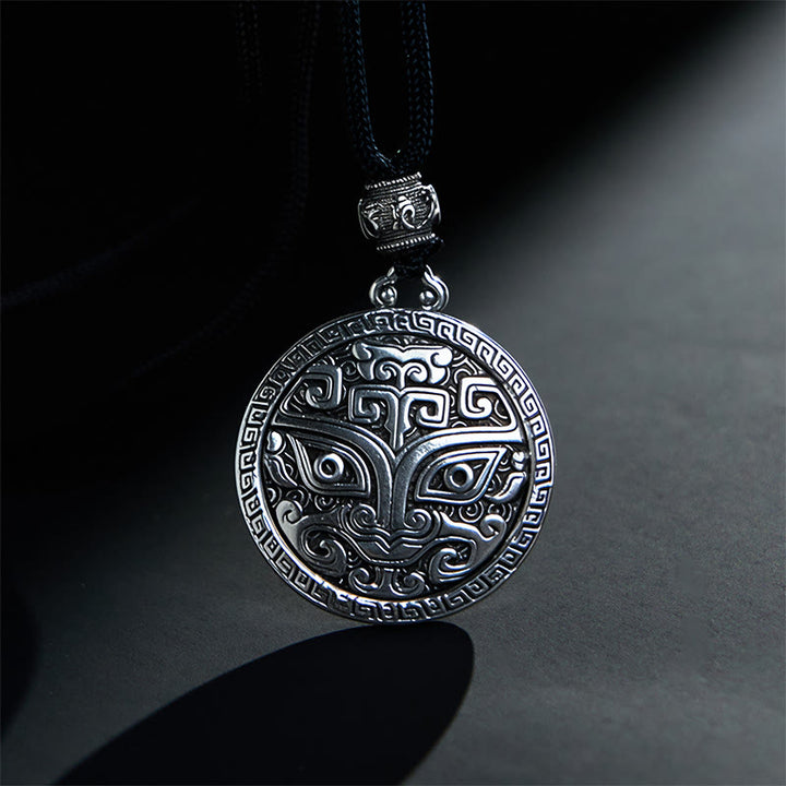 Buddha Stones饕餮オーム・マニ・パドメ・フム銅メッキ シルバー 富のネックレスペンダント - image 3