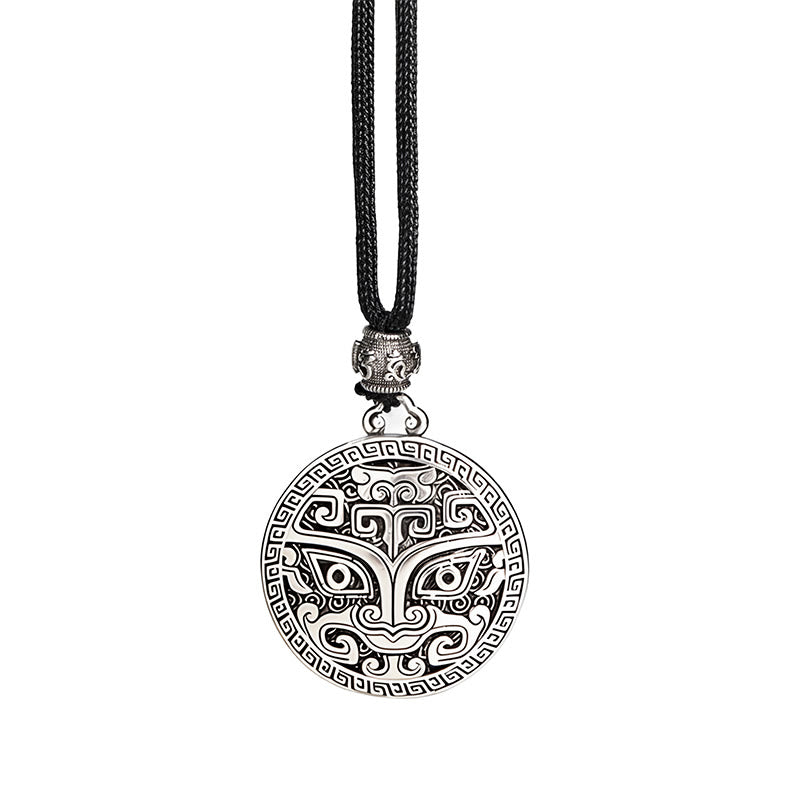 Buddha Stones饕餮オーム・マニ・パドメ・フム銅メッキ シルバー 富のネックレスペンダント - image 14