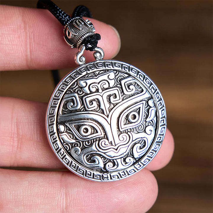 Buddha Stones饕餮オーム・マニ・パドメ・フム銅メッキ シルバー 富のネックレスペンダント - image 11