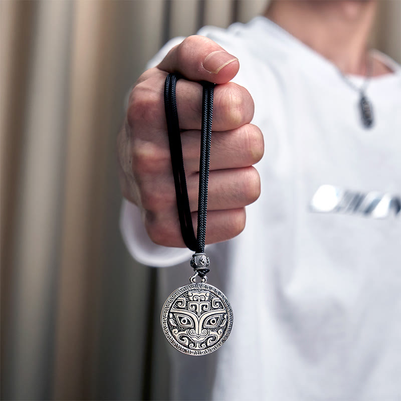 Buddha Stones饕餮オーム・マニ・パドメ・フム銅メッキ シルバー 富のネックレスペンダント - image 13