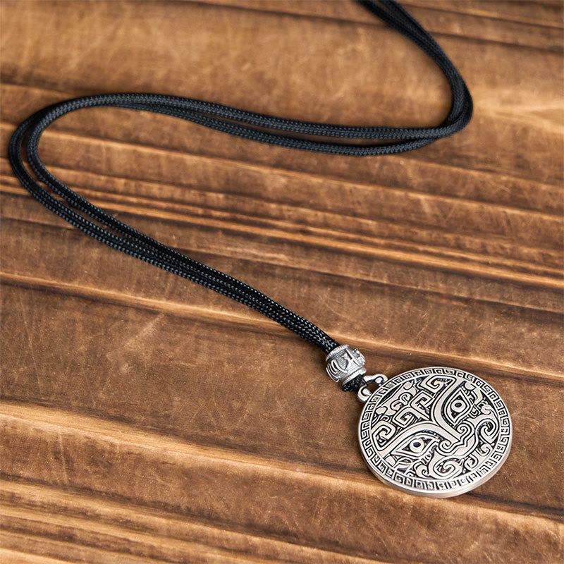 Buddha Stones饕餮オーム・マニ・パドメ・フム銅メッキ シルバー 富のネックレスペンダント - image 9