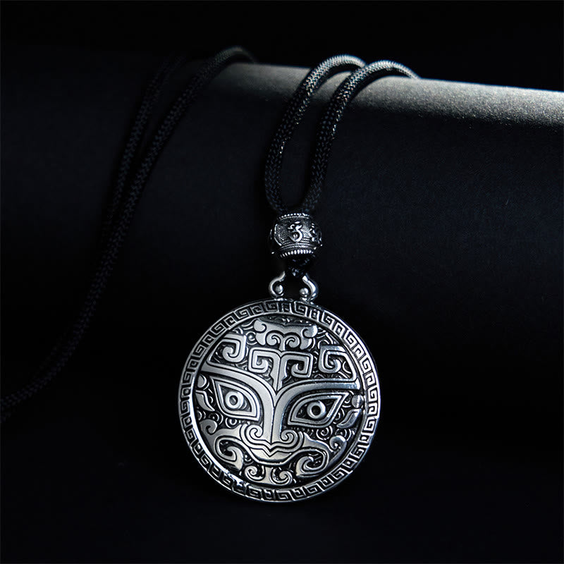 Buddha Stones饕餮オーム・マニ・パドメ・フム銅メッキ シルバー 富のネックレスペンダント - 銅（富♥幸運） - image 1