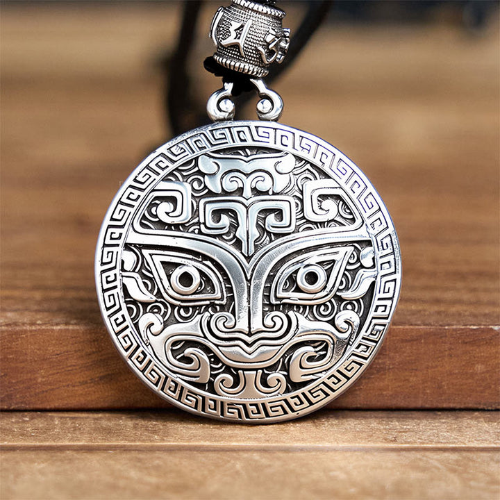 Buddha Stones饕餮オーム・マニ・パドメ・フム銅メッキ シルバー 富のネックレスペンダント - image 10