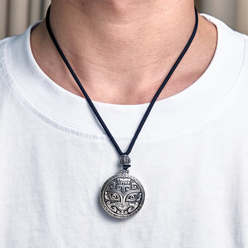 Buddha Stones饕餮オーム・マニ・パドメ・フム銅メッキ シルバー 富のネックレスペンダント - image 12