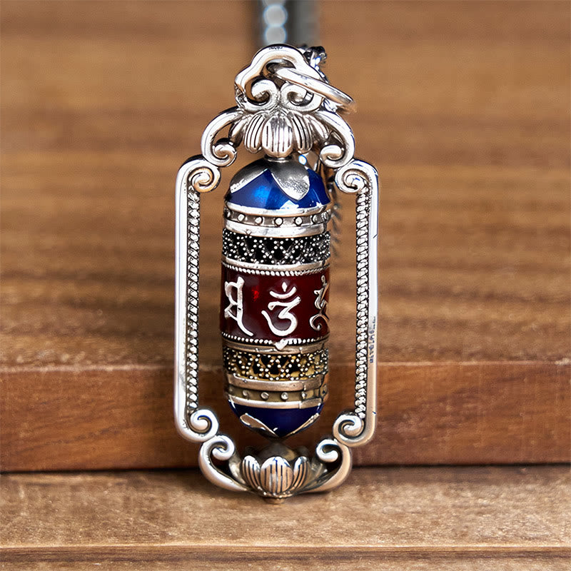 Buddha Stonesヴィンテージオーム・マニ・パドメ・フム祈祷ホイール銅製 幸運のペンダント - image 11