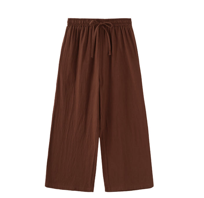 Buddha Stones 2点セット 長袖シャツ ポケット付きトップス ドローストリングパンツ 瞑想用コットンリネン服 レディース セット - image 9