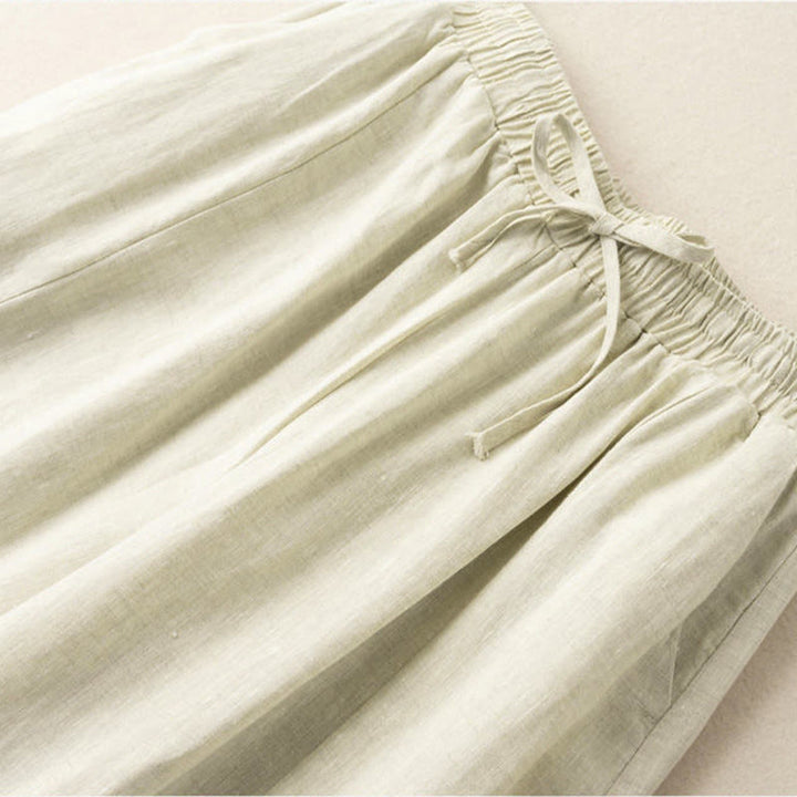 Buddha Stones無地 7-8丈 カプリ クロップドパンツ コットンリネン レディース ワイドレッグパンツ ポケット付き - image 27