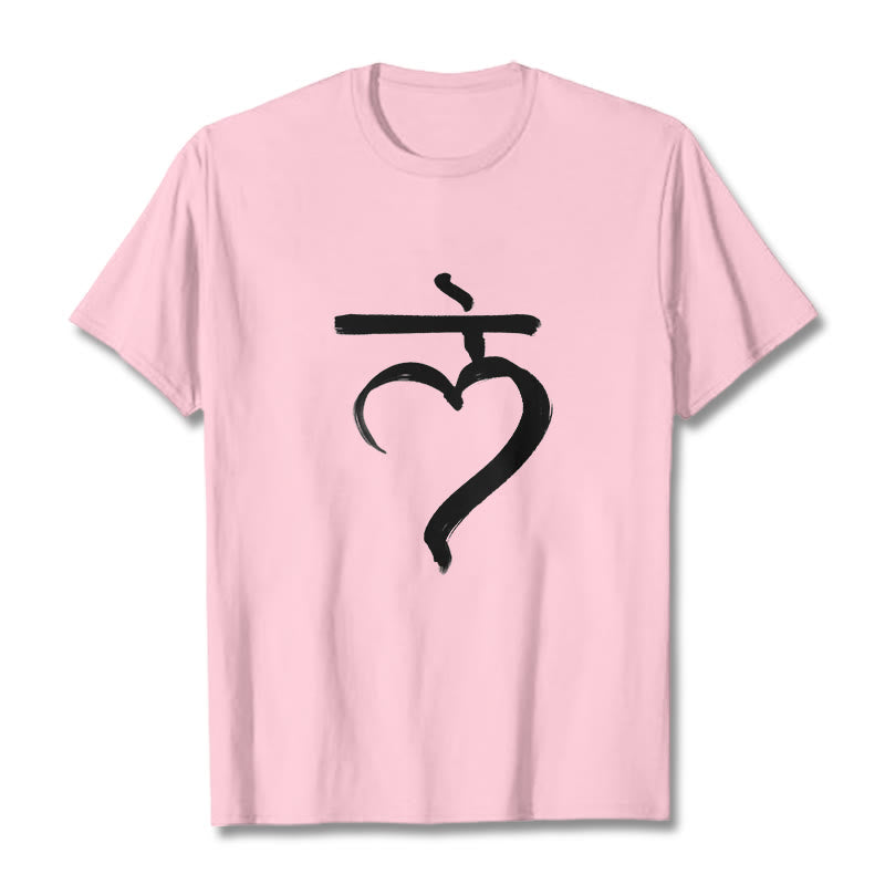 Buddha Stonesカジュアル ラムマントラ サンスクリット コットン Tシャツ - ライトピンク - 2XL - image 13