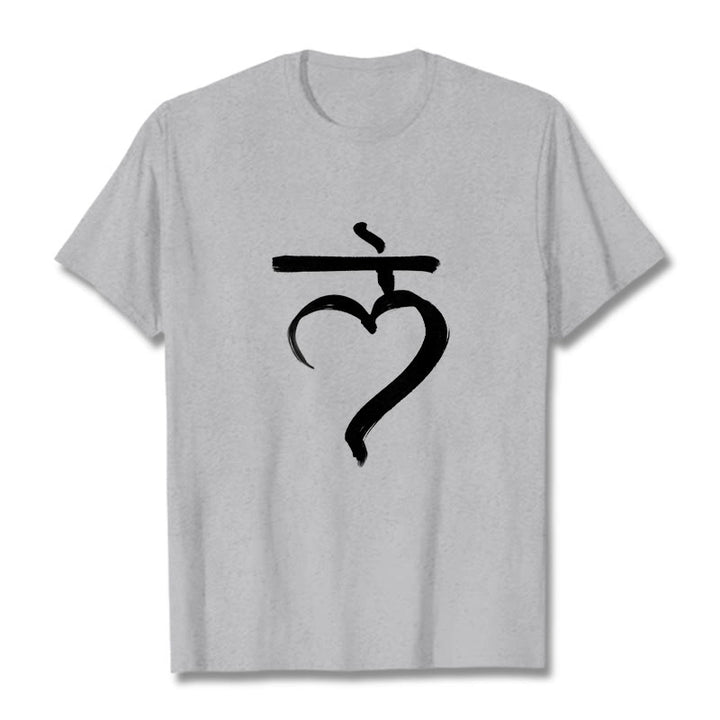 Buddha Stonesカジュアル ラムマントラ サンスクリット コットン Tシャツ - ライトグレー - 2XL - image 20