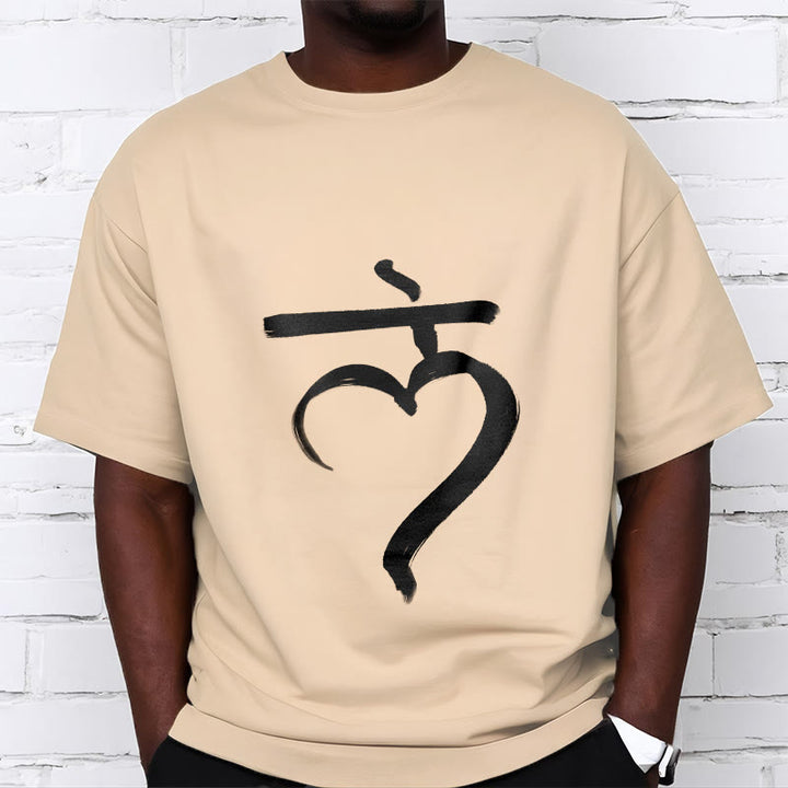 Buddha Stonesカジュアル ラムマントラ サンスクリット コットン Tシャツ - image 10