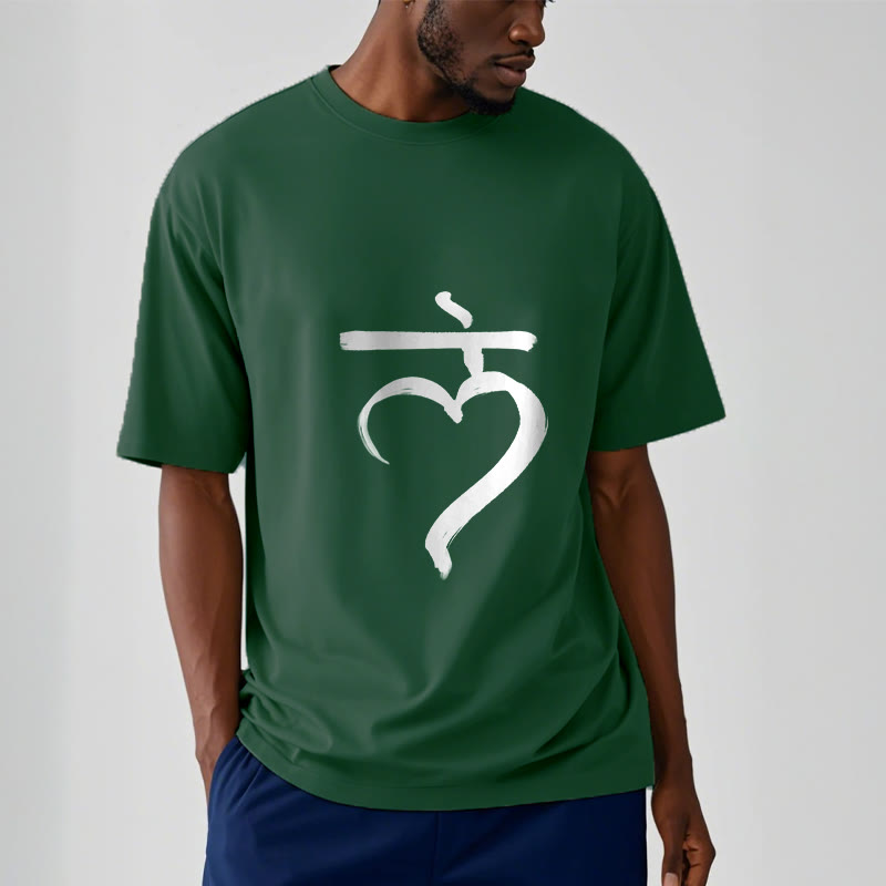 Buddha Stonesカジュアル ラムマントラ サンスクリット コットン Tシャツ - image 12