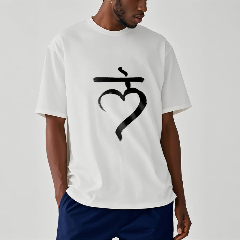 Buddha Stonesカジュアル ラムマントラ サンスクリット コットン Tシャツ - image 7