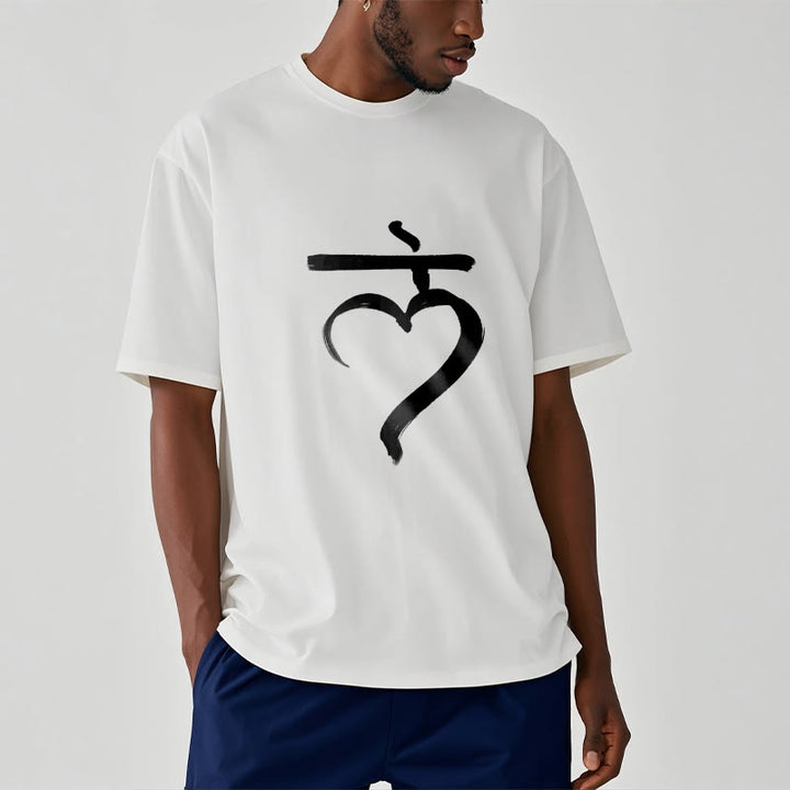 Buddha Stonesカジュアル ラムマントラ サンスクリット コットン Tシャツ - image 7