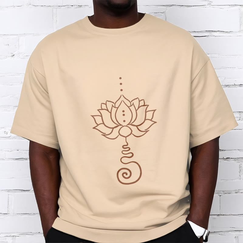 Buddha Stonesカジュアル ロータス デザイン コットン Tシャツ - image 10