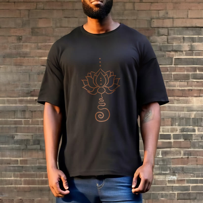 Buddha Stonesカジュアル ロータス デザイン コットン Tシャツ - image 7