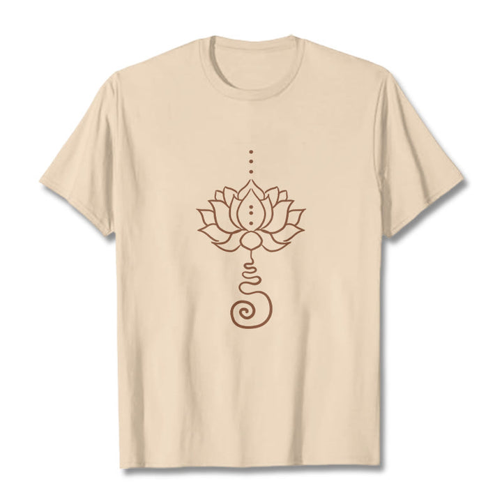 Buddha Stonesカジュアル ロータス デザイン コットン Tシャツ - ビスク - 2XL - image 9