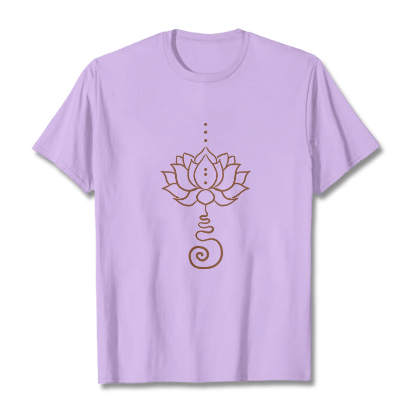 Buddha Stonesカジュアル ロータス デザイン コットン Tシャツ - 梅 - 2XL - image 17